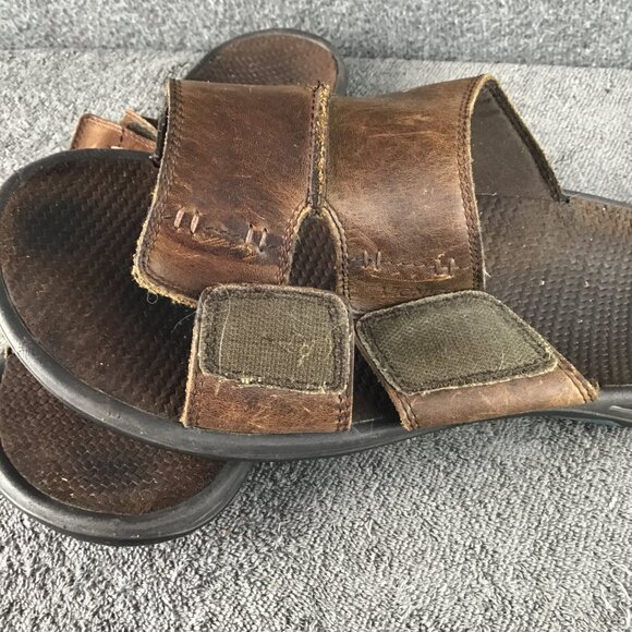 Vionic Men\'s Orthaheel Double Strap Leather Slides Sandals Brown Size 12 main image 4